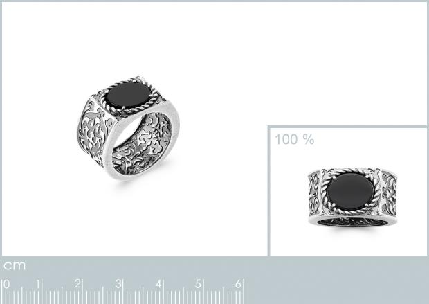 BAGUE ARGENT 925 AGATE NOIRE - 1z94310758
