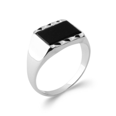 BAGUE ARGENT 925 IMIT ONYX