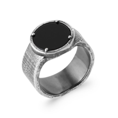 BAGUE ARGENT 925  IMIT ONYX