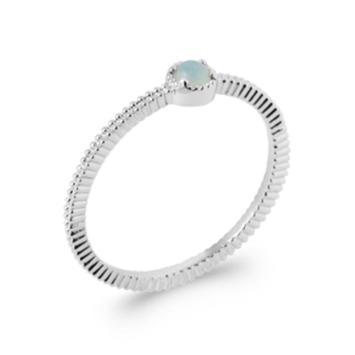 BAGUE ARGENT 925 RHODIE AGATE BLEUE