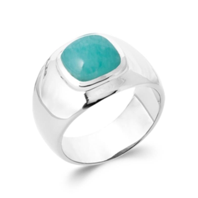 BAGUE ARGENT 925 RHODIE AMAZONITE