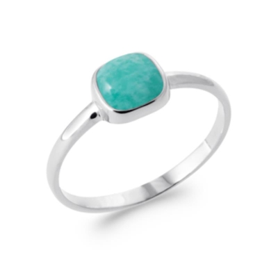 BAGUE ARGENT 925 RHODIE AMAZONITE