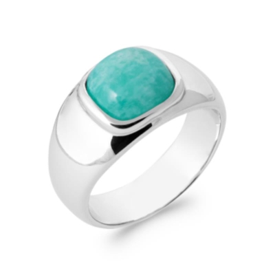 BAGUE ARGENT 925 RHODIE AMAZONITE