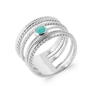 BAGUE ARGENT 925 RHODIE AMAZONITE