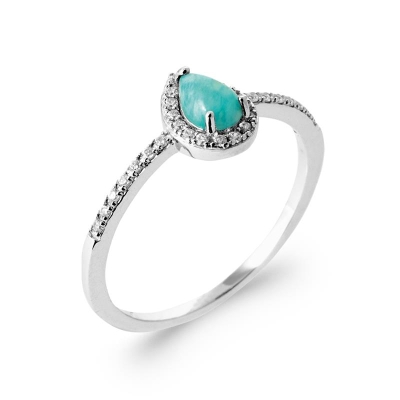 BAGUE ARGENT 925 RHODIE AMAZONITE