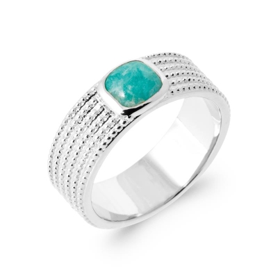 BAGUE ARGENT 925 RHODIE AMAZONITE