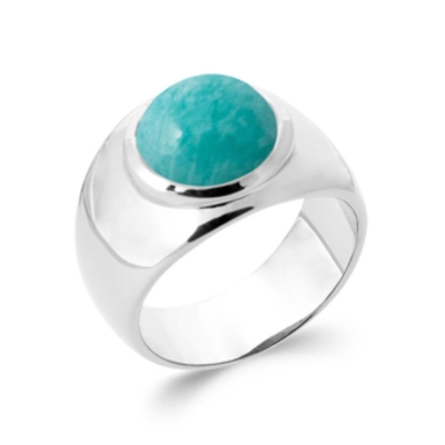 BAGUE ARGENT 925 RHODIE AMAZONITE