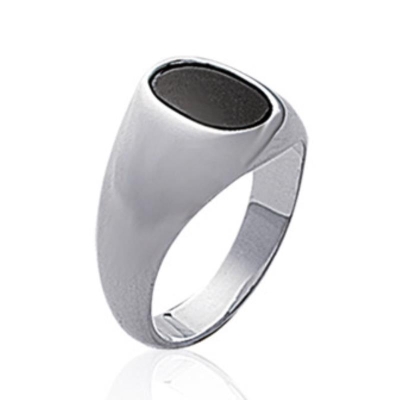 BAGUE ARGENT 925 RHODIE IMIT ONYX