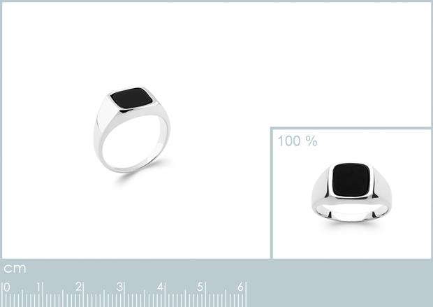 BAGUE ARGENT 925 RHODIE IMIT ONYX - 7z051241646