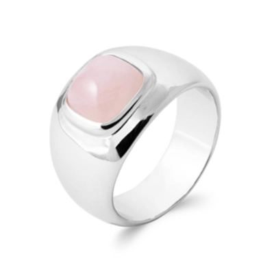 BAGUE ARGENT 925 RHODIE QUARTZ ROSE
