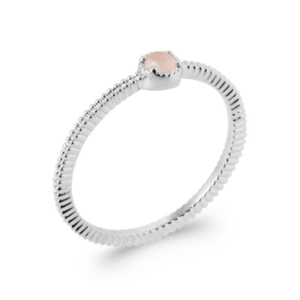 BAGUE ARGENT 925 RHODIE QUARTZ ROSE