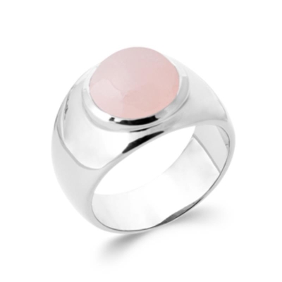 BAGUE ARGENT 925 RHODIE QUARTZ ROSE