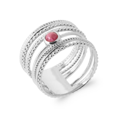 BAGUE ARGENT 925 RHODIE RHODONITE