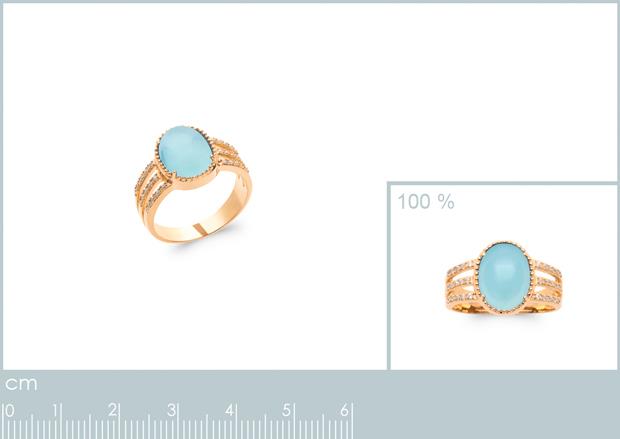 BAGUE PL-OR 750 3MIC AGATE BLEUE - 2z28786050