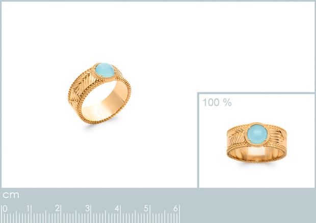 BAGUE PL-OR 750 3MIC AGATE BLEUE - 2z90186050