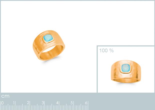 BAGUE PL-OR 750 3MIC AGATE BLEUE - 2z90306052