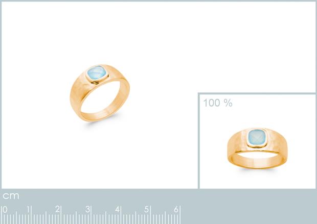 BAGUE PL-OR 750 3MIC AGATE BLEUE - 2z90316050