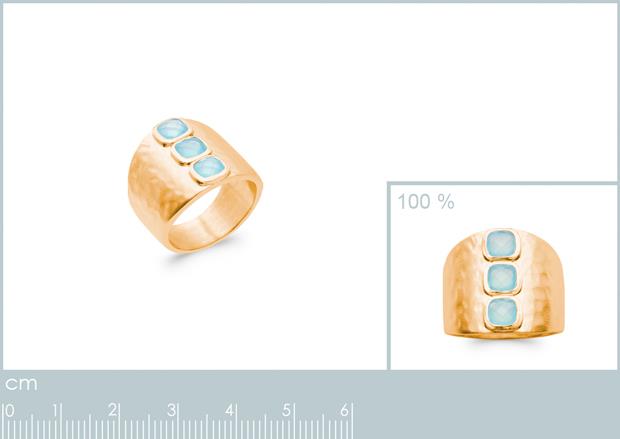 BAGUE PL-OR 750 3MIC AGATE BLEUE - 2z90326052