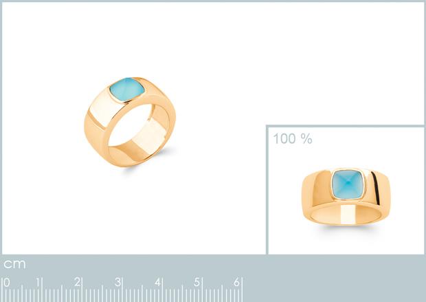 BAGUE PL-OR 750 3MIC AGATE BLEUE - 2z28306050