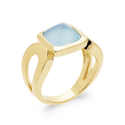 BAGUE PL-OR 750 3MIC AGATE BLEUE