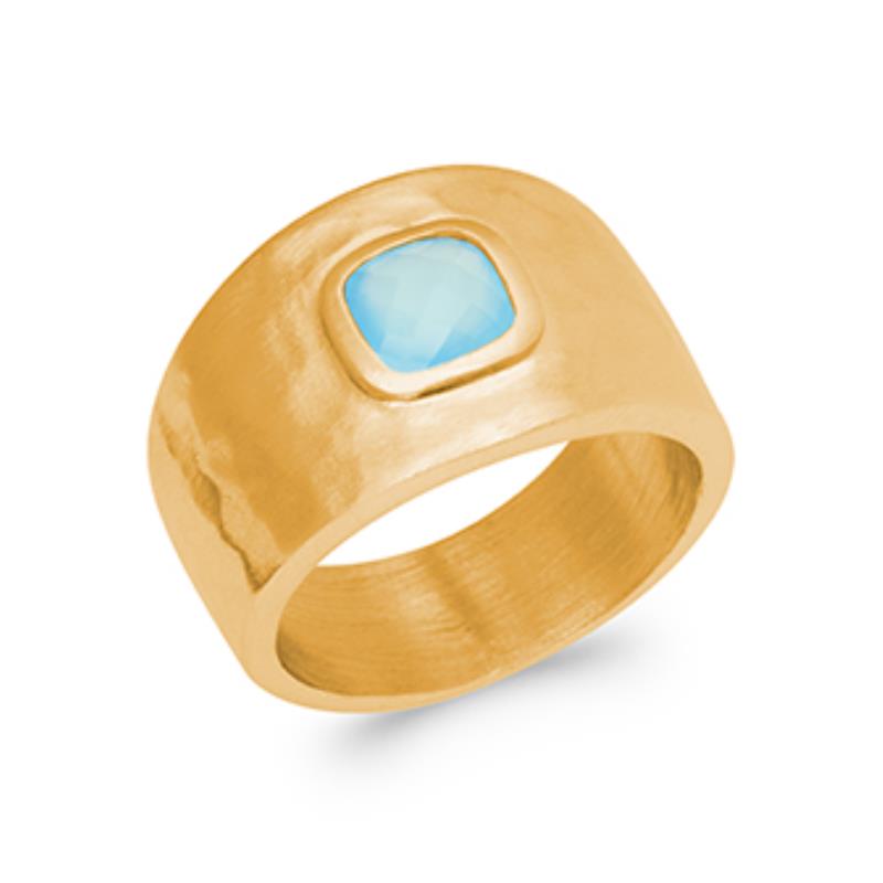 BAGUE PL-OR 750 3MIC AGATE BLEUE