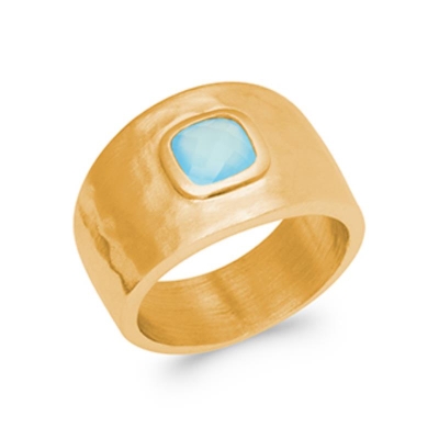 BAGUE PL-OR 750 3MIC AGATE BLEUE