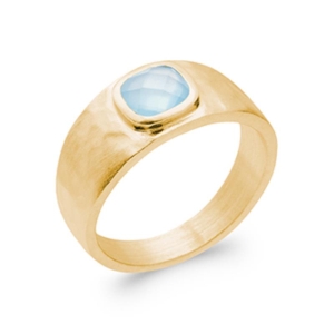 BAGUE PL-OR 750 3MIC AGATE BLEUE