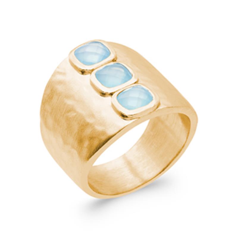 BAGUE PL-OR 750 3MIC AGATE BLEUE