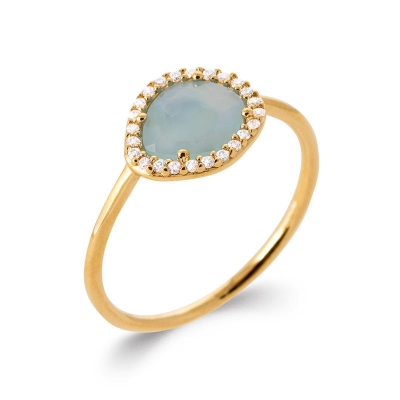 BAGUE PL-OR 750 3MIC AGATE BLEUE