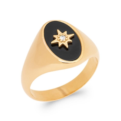 BAGUE PL-OR 750 3MIC AGATE NOIRE
