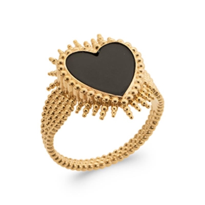 BAGUE PL-OR 750 3MIC AGATE NOIRE