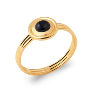 BAGUE PL-OR 750 3MIC AGATE NOIRE