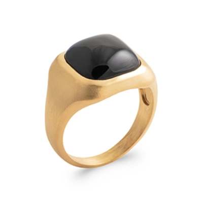 BAGUE PL-OR 750 3MIC AGATE NOIRE