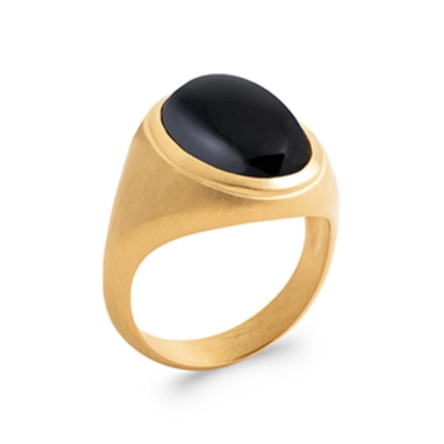 BAGUE PL-OR 750 3MIC AGATE NOIRE