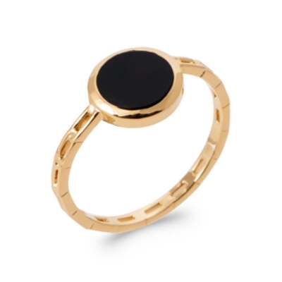 BAGUE PL-OR 750 3MIC AGATE NOIRE