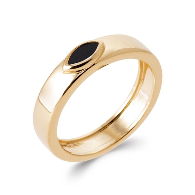 BAGUE PL-OR 750 3MIC AGATE NOIRE