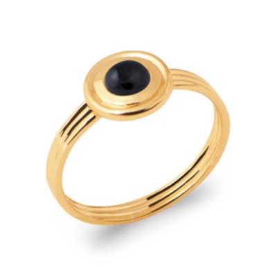 BAGUE PL-OR 750 3MIC AGATE NOIRE