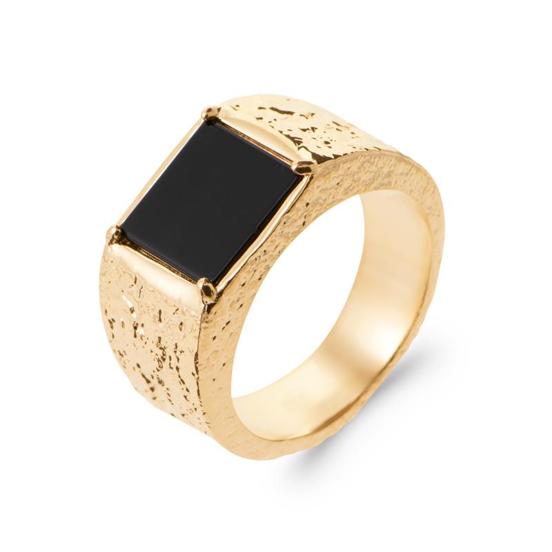 BAGUE PL-OR 750 3MIC AGATE NOIRE