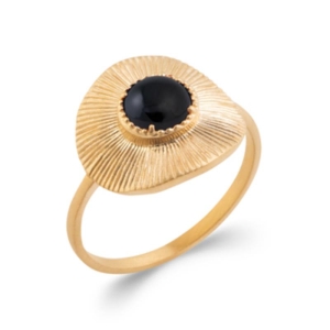 BAGUE PL-OR 750 3MIC AGATE NOIRE
