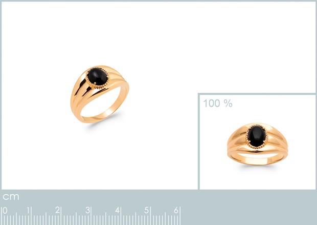 BAGUE PL-OR 750 3MIC AGATE NOIRE - 2z28760750