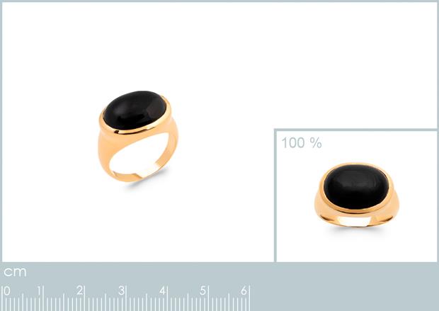 BAGUE PL-OR 750 3MIC AGATE NOIRE - 2z28790750