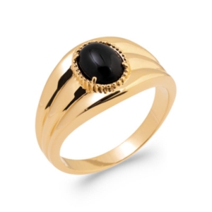 BAGUE PL-OR 750 3MIC AGATE NOIRE