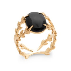 BAGUE PL-OR 750 3MIC AGATE NOIRE