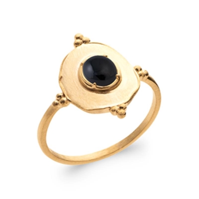 BAGUE PL-OR 750 3MIC AGATE NOIRE
