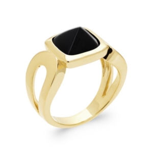 BAGUE PL-OR 750 3MIC AGATE NOIRE