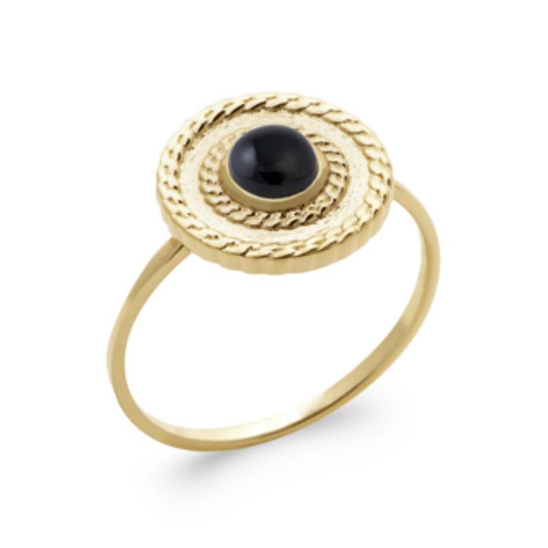 BAGUE PL-OR 750 3MIC AGATE NOIRE