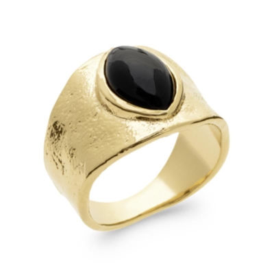 BAGUE PL-OR 750 3MIC AGATE NOIRE