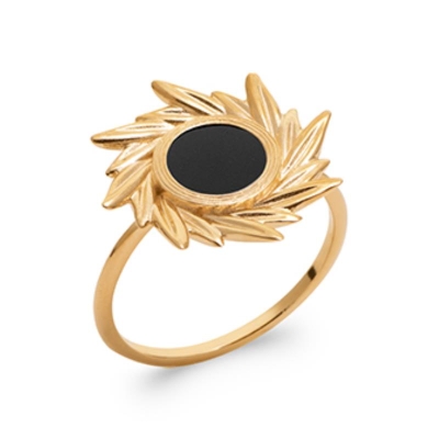 BAGUE PL-OR 750 3MIC AGATE NOIRE