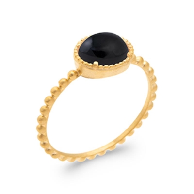 BAGUE PL-OR 750 3MIC AGATE NOIRE