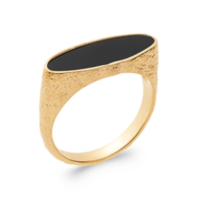 BAGUE PL-OR 750 3MIC AGATE NOIRE
